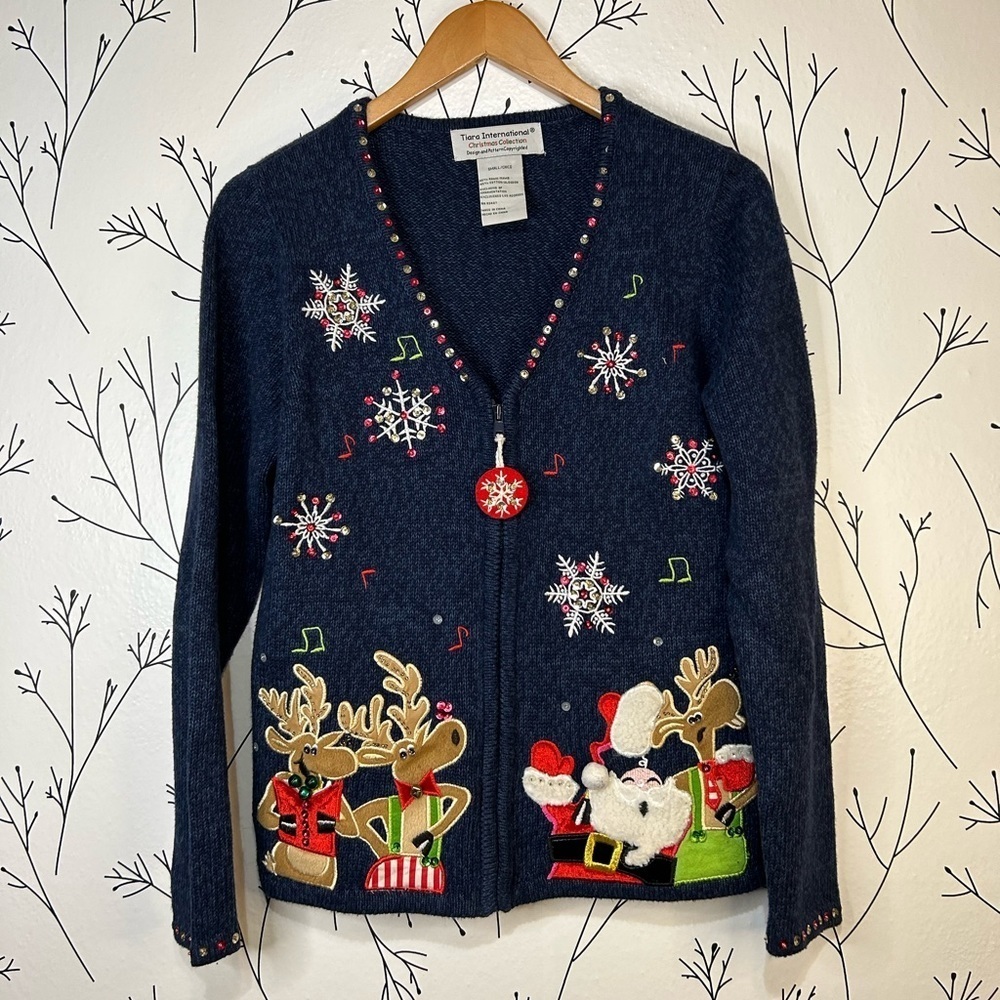 Vintage Tiara International Holiday Cardigan